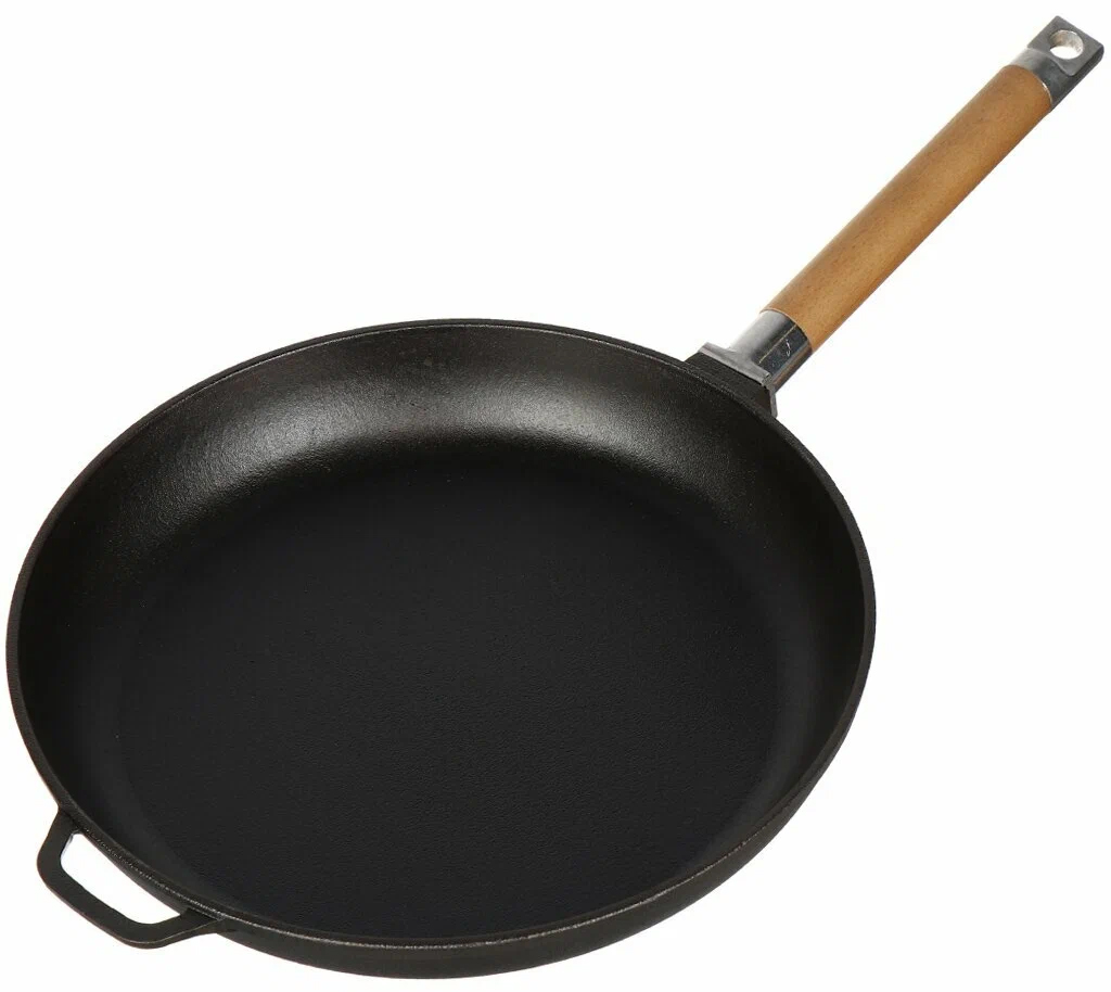 Сковорода чугунная 26 см со съемной деревянной ручкой