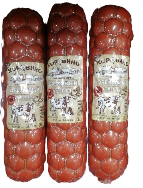 Мясной продукт. Изделие колбасное варено копченое кат.А Колбаса сервелат Ореховый 650г