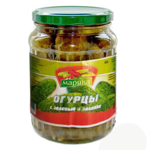 Огурцы Марика с зеленью в заливке 950г ГОСТ в/с твист