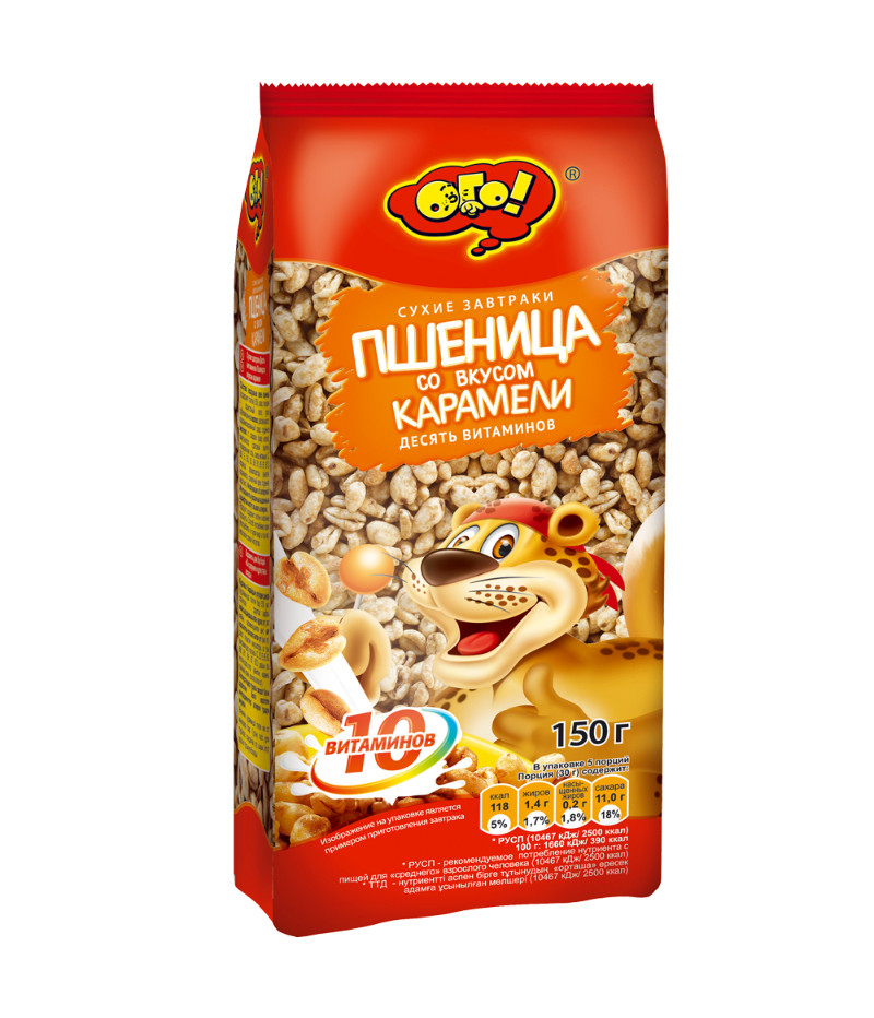 Готовый завтрак ОГО! Воздушная пшеница со вкусом карамели 150 гр