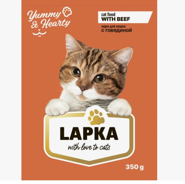 Корм "Лапка" для кошек сухой с говядиной 350 гр