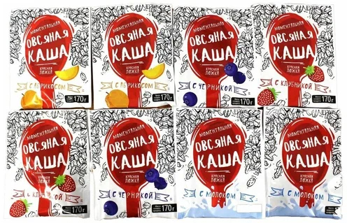 Каша овсяная КРАСНАЯ ЛОЖКА ассорти 280гр (8*35гр) АО "Селена Люкс"
