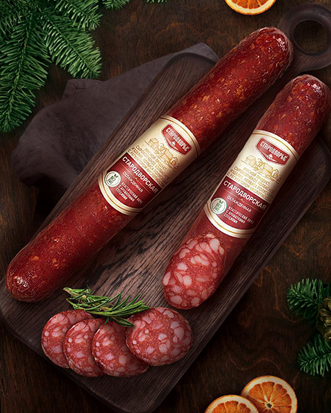 Колбаса с/к полусухая "Стародворская" в/у 170гр, шт