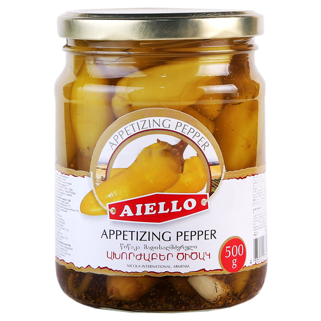 Перец Мексиканский цел.желтый ТМ Айелло 350 г ст/б