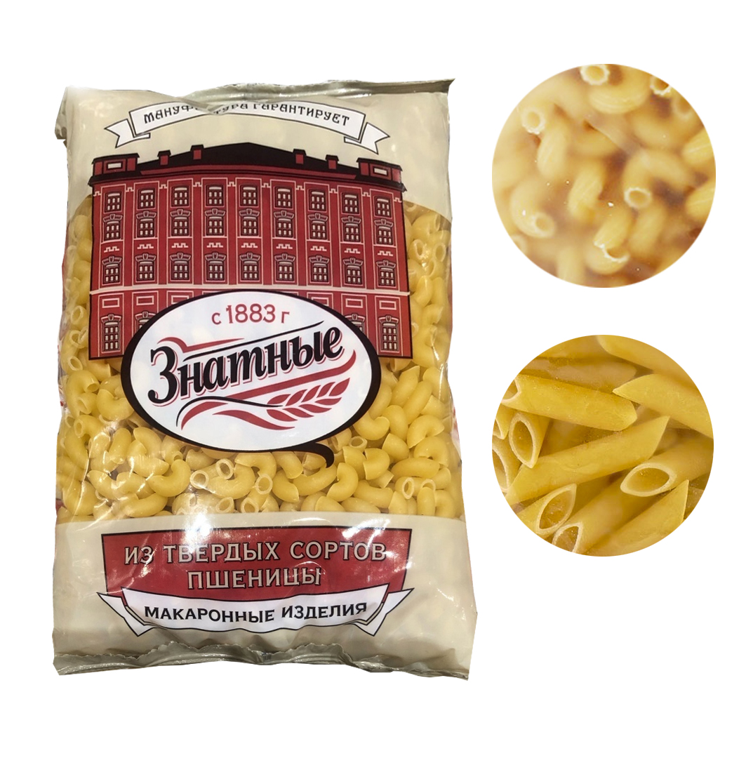 Макаронные изделия Знатные, ТМ, А в/с (перья, рожки особые, спиральки), 450 гр, Экстра М ОАО