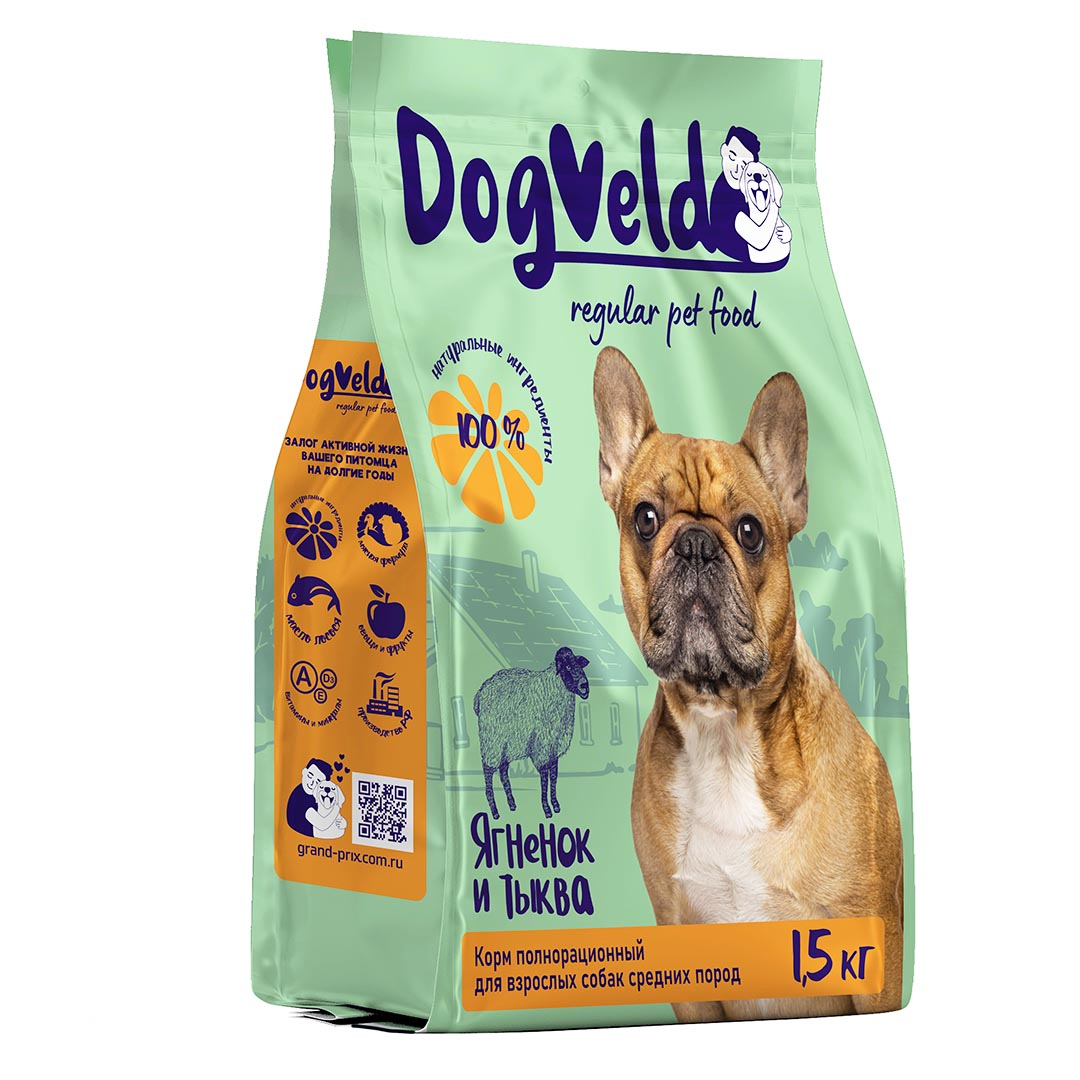 Корм для собак DogVеld с Ягненком и тыквой 1,5 кг