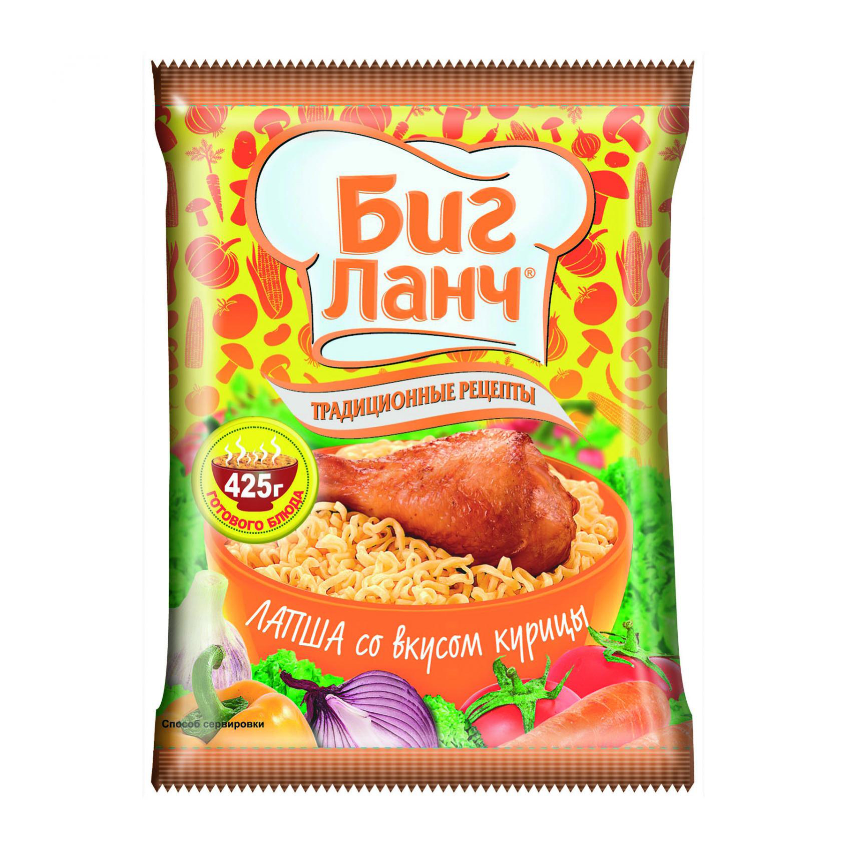 Лапша б/п БИГ ЛАНЧ брикет со вкусом курицы 75гр