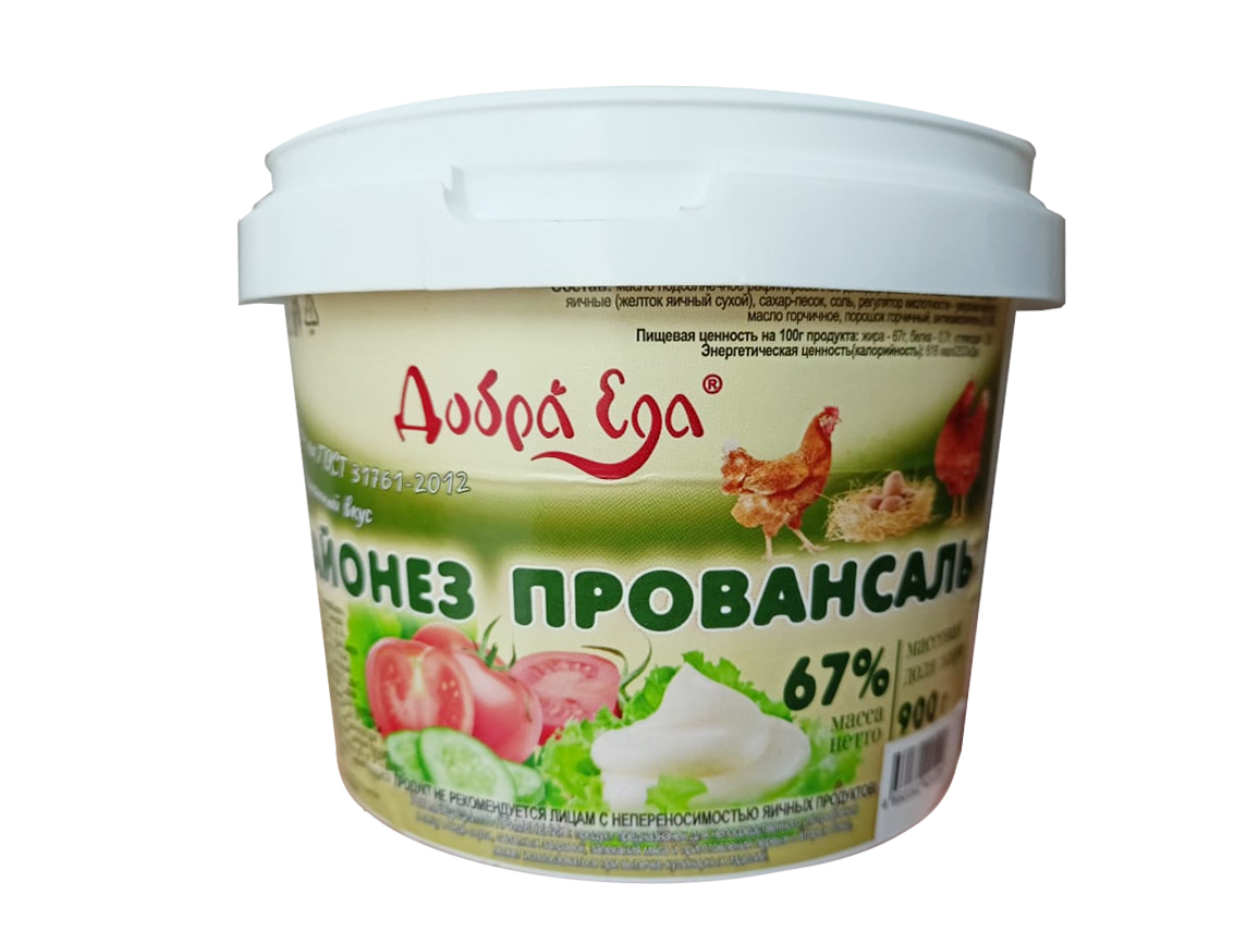 Майонез "Провансаль" мдж 67% ГОСТ ТМ "Добра Еда" 900 гр