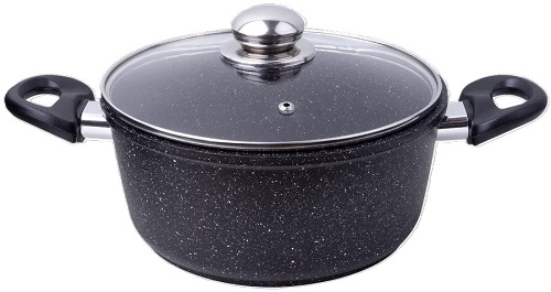 Кастрюля 5,7 л лит. алюминий, а/п покрытие, бакел.ручки, стекл.крышка