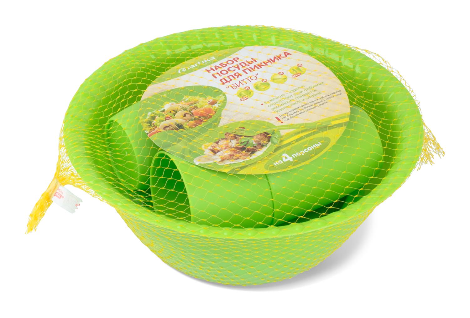 Набор посуды для пикника №13 «Дачный сезон» (на 4 персоны, 19 пр) Альт Пласт