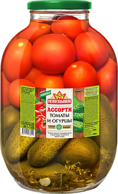 Ассорти из томатов и огурцов 3л. "Кубань Ти" ООО