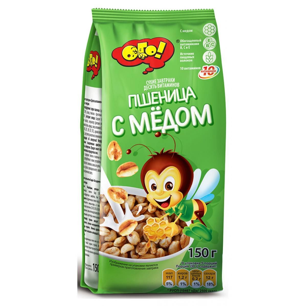 Готовый завтрак ОГО! Воздушная пшеница с медом 150 гр.