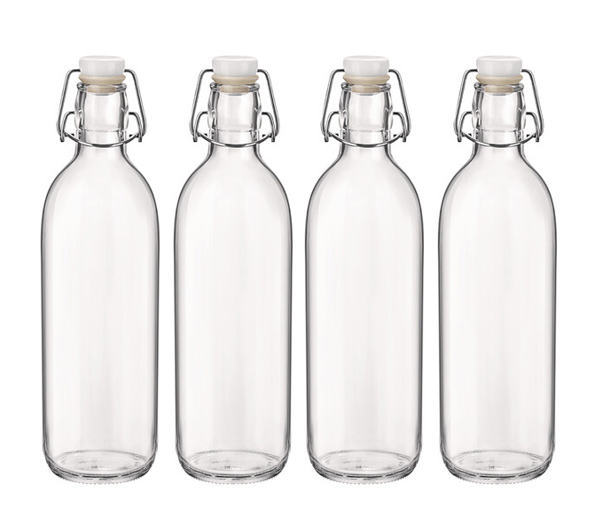 Комплект из 4 стеклянных бутылок 0,5 л. В комплект входят: бутылка 4 шт., пробка 4 шт., этикетка 4