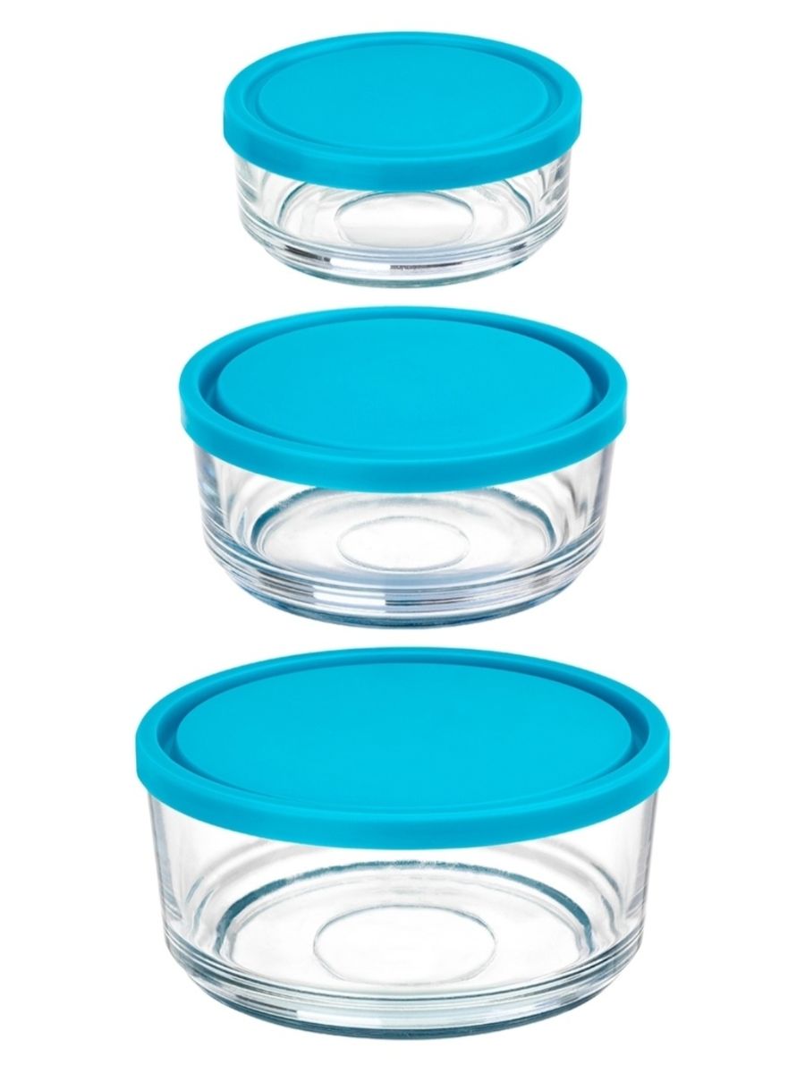 Набор форм для хранения продуктов ABAN 3 пр. Стекло, с крышками (1500 мл, 840 мл, 410 мл)