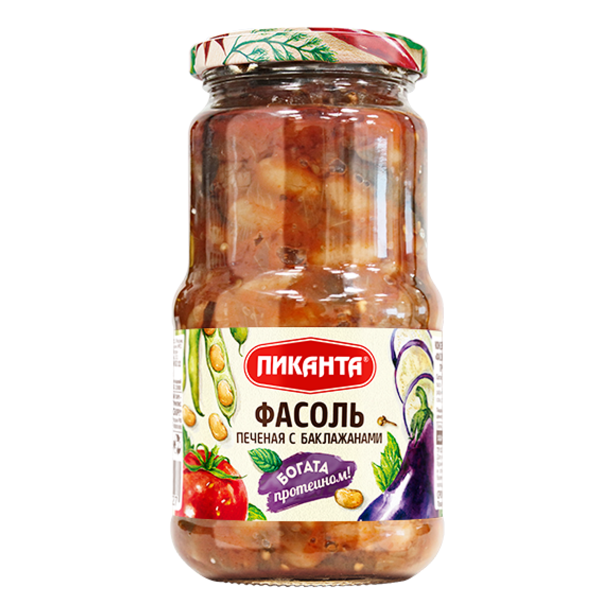 Фасоль печеная с баклажанами 470 г "Пиканта" 