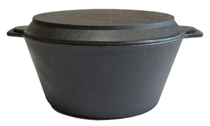 Кастрюля чугунная 4л с крышкой сковородой для всех видов плит и огня