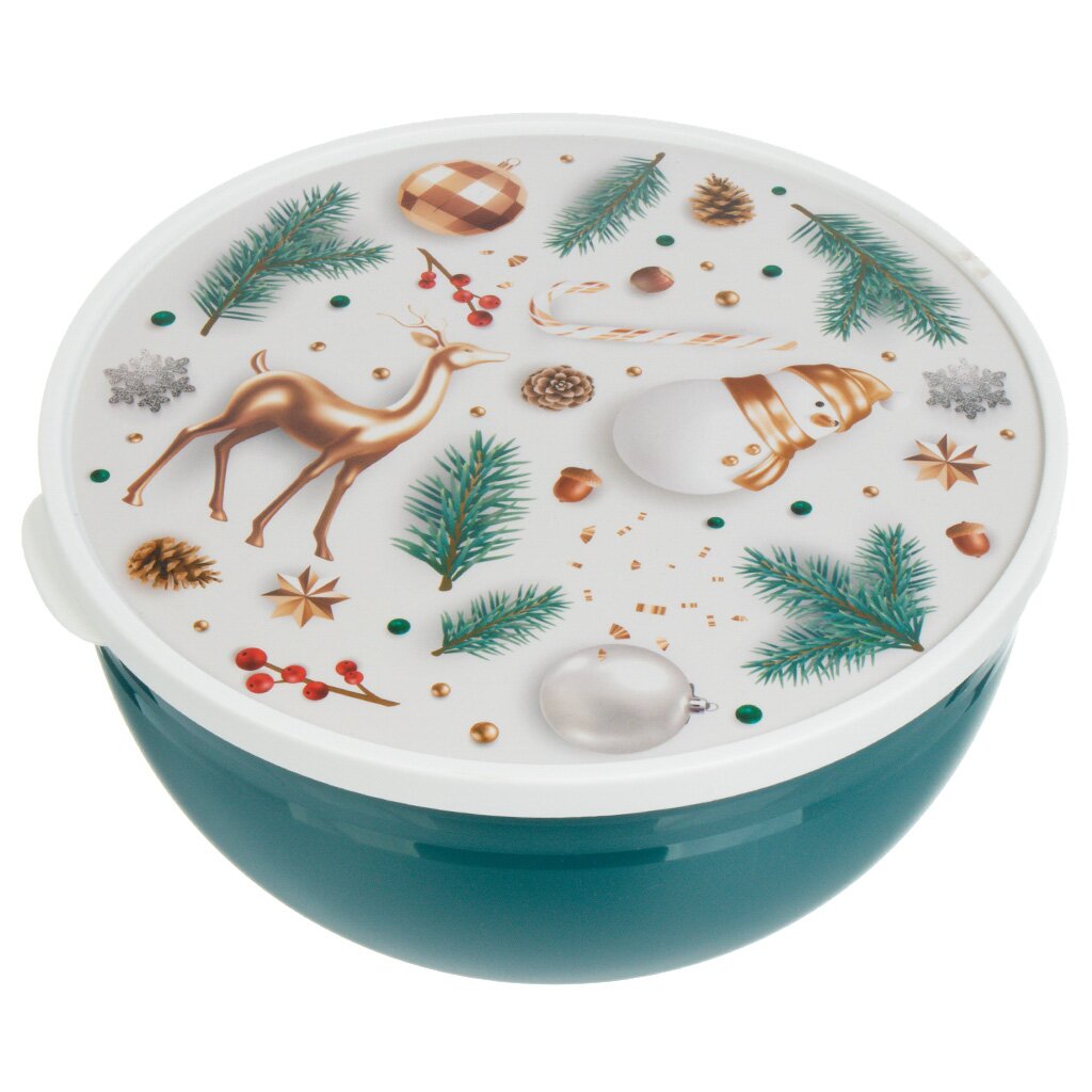 Миска с крышкой 3л. Новогодний декор
