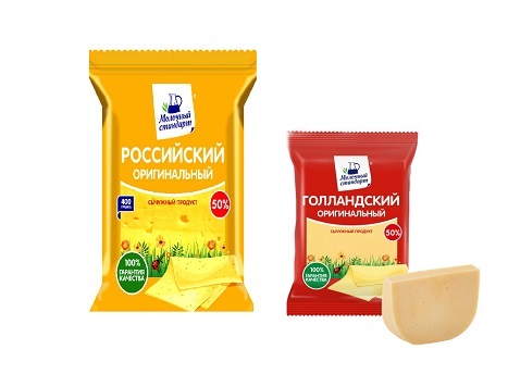 Сычужный продукт ТМ «Молочный стандарт» МДЖ 50 %, 400 г, ЗМЖ ООО «Юговской КМП»