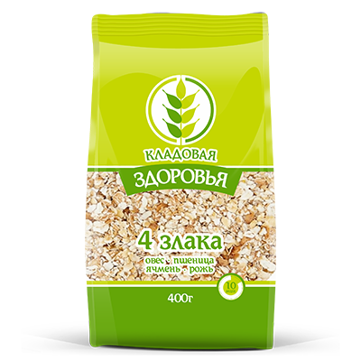 Хлопья 4 злака "Кладовая здоровья" 400 гр.