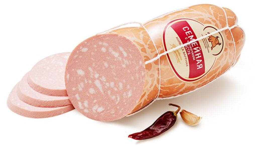 Колбаса вареная Семейная с чесночком ТМ Дюжий Двор кат.Б МПК "Атяшевский"