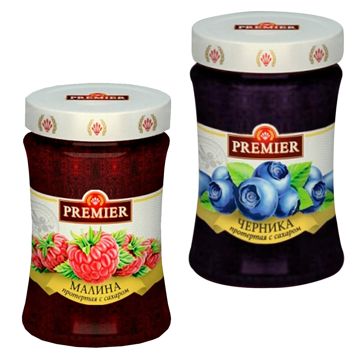 Малина/черника протертая с сахаром ст/б 550 гр.