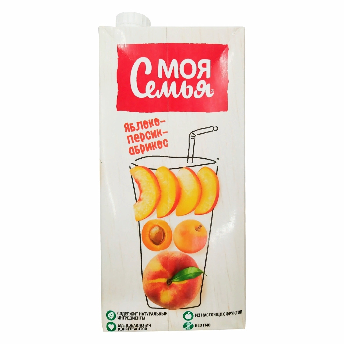 Напиток сокосодержащий "Моя Семья" яблоко, персик, абрикос 1,45л