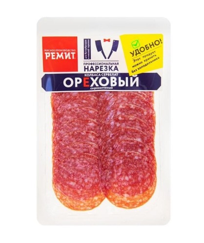 Сервелат Ореховый с/к нарезка ГМС 300гр, шт МПЗ РЕМИТ 