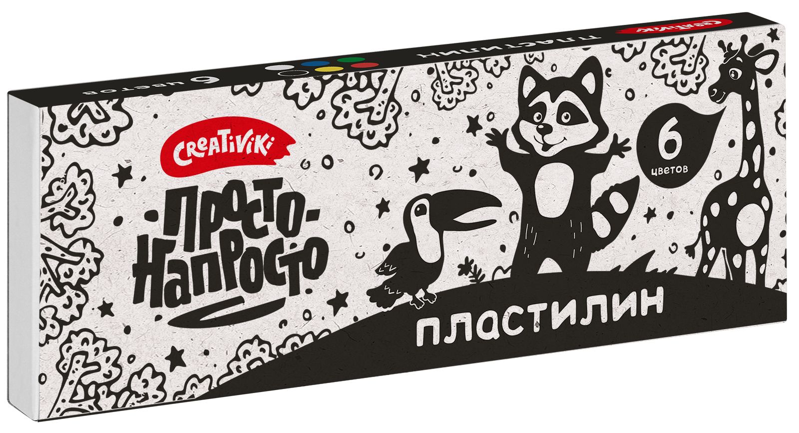 Пластилин Creativiki ПРОСТО НАПРОСТО 6 цв. 72 г ассорти