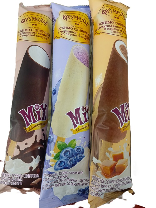 Мороженое эскимо круглое ТМ Фрумелье в глазури МДЖ 10% 80 г, БЗМЖ, АО Дмитровский МЗ