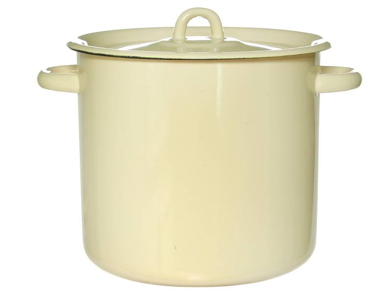 Кастрюля с крышкой, эмалированная 5,5л цилиндрическая без рисунка