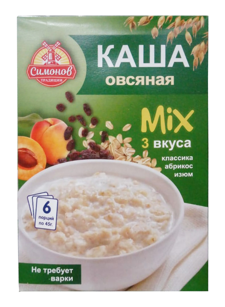 Каша овсяная Симонов традиции MIX 3 вкуса 9*45гр