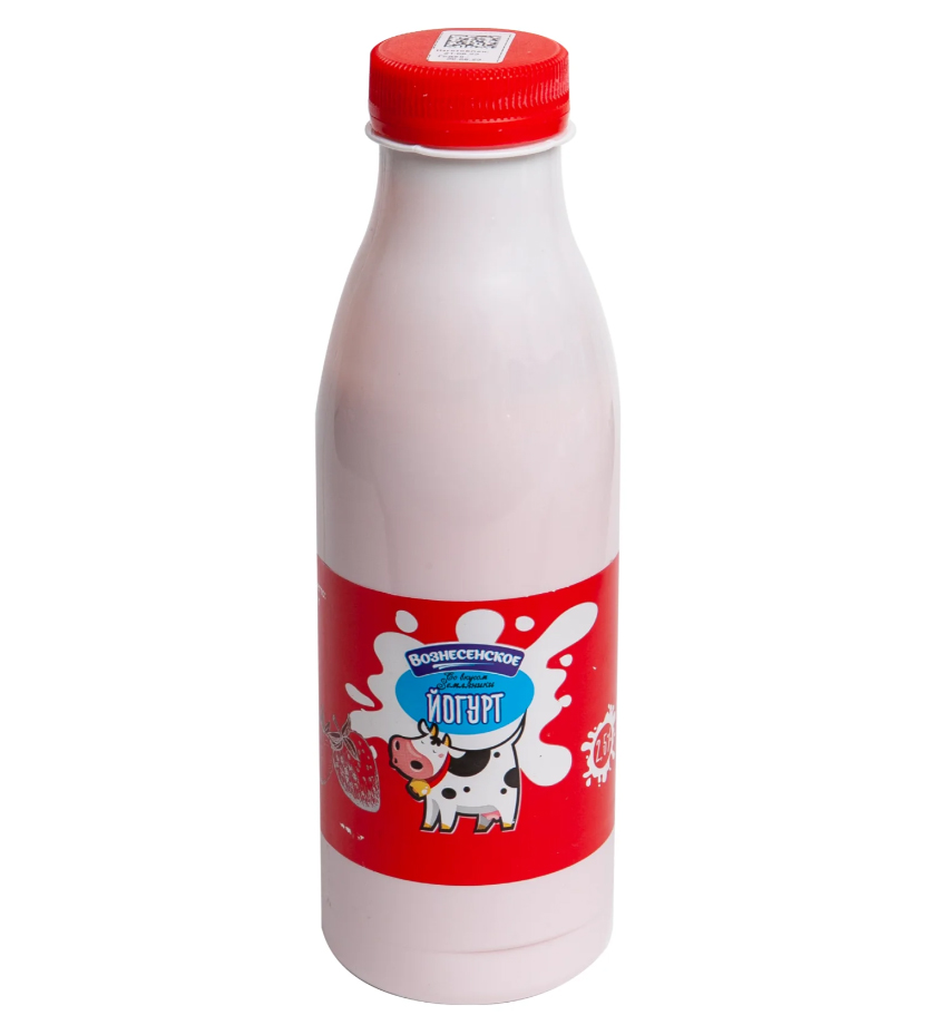Йогурт питьевой Вознесенское земляника, абрикос 2,5% 470гр. ПЭТ. БЗМЖ
