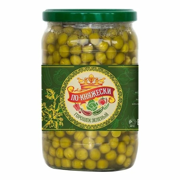 Горошек зеленый "Трапеза по княжески" 650г ГОСТ ст/б, ООО "Терский пищекомбинат"
