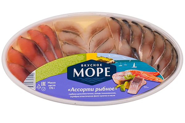 "Ассорти рыбное" филе горбуша/скумбрия/сельдь 270 гр «Вкусное море» ООО