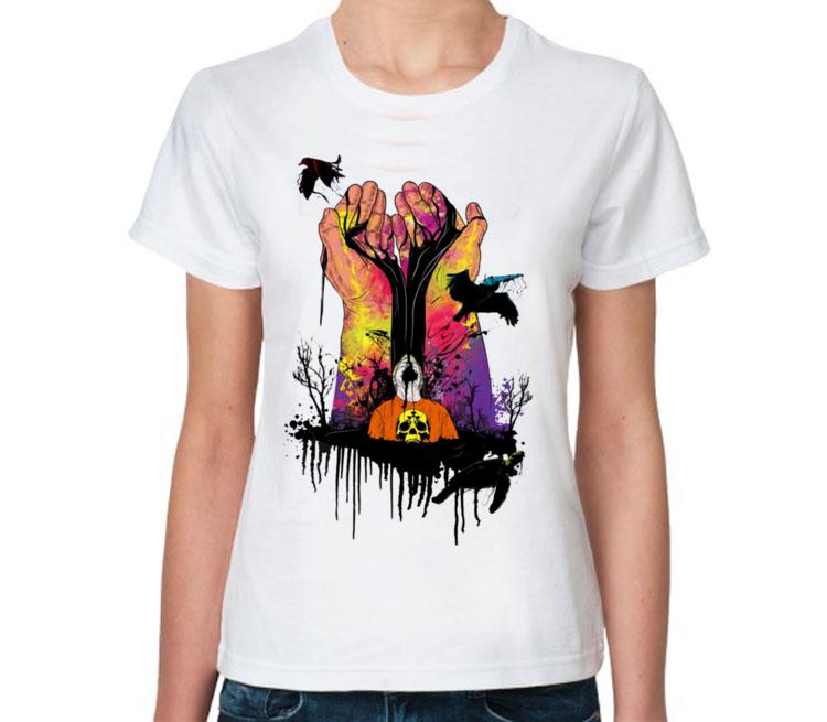 Футболка жен. принт, 100% хл, 130гр/м, супрем р.48 56