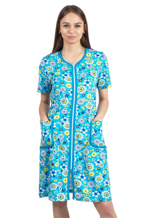 Халат женский на молнии с карманами размер 46 64