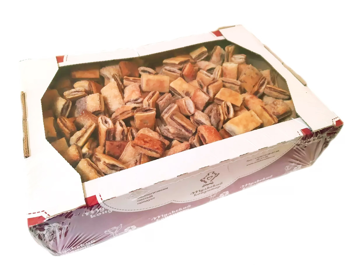 Подушечки слоеные глазированные с шоколадной начинкой, 1 кг