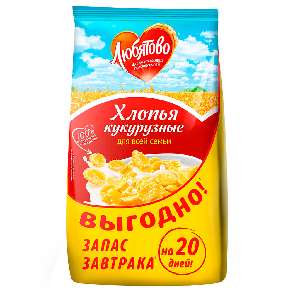Хлопья кукурузные 600г.(ТМ Простой завтрак от Любятово)