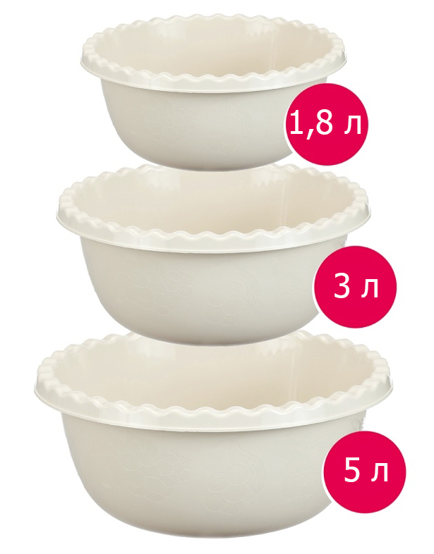 Набор мисок круглых 3 шт. ( 1,8 3 5л) IDEA