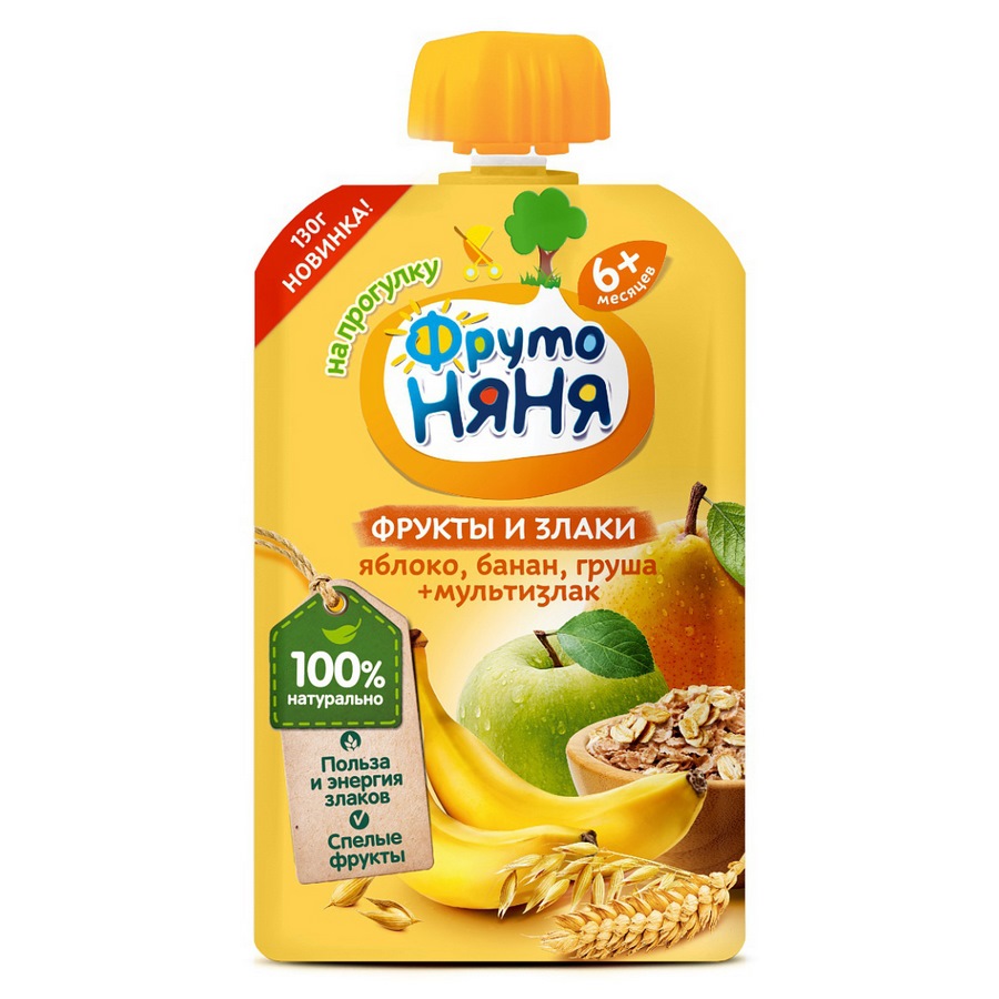 Пюре ФрутоНяня со злаками 130г пауч