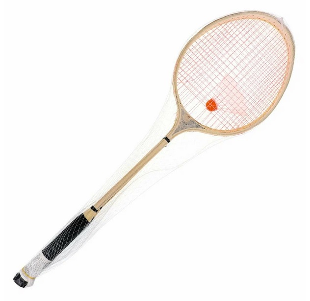 Набор для бадминтона деревянный 2 ракетки 1 волан, в сетке