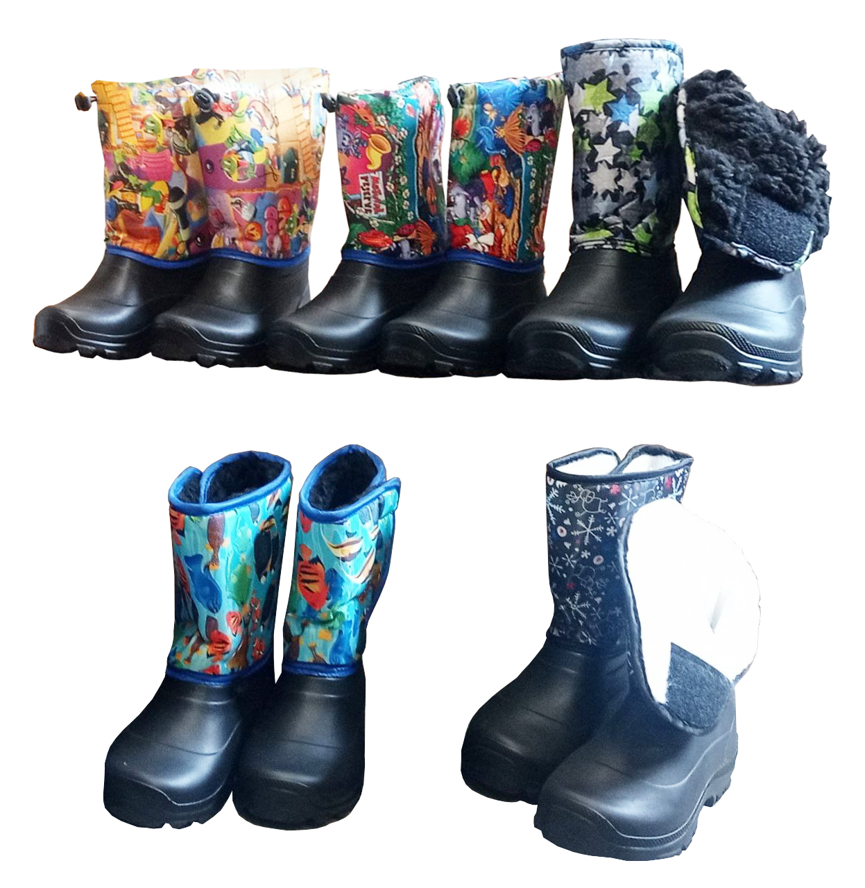 Сапоги зимние детские, ЭВА, иск мех р 28 35