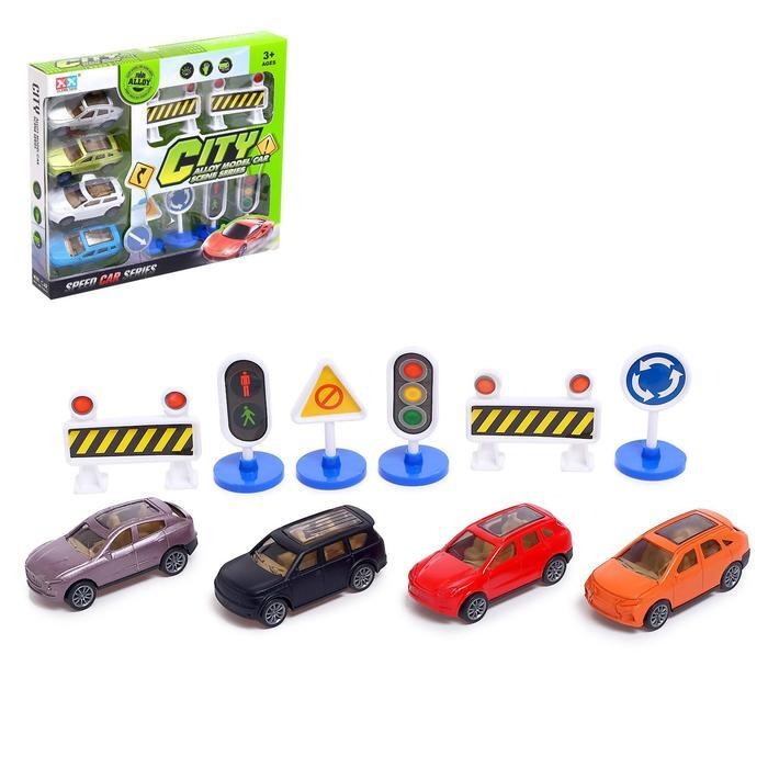 Игровой набор Город, карта,дорожные знаки, мет. машинка